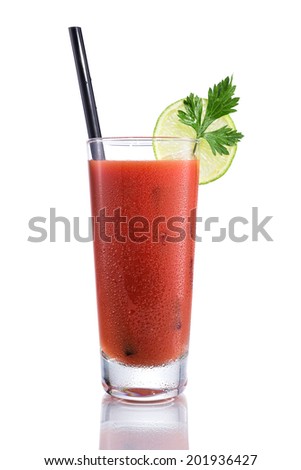 Bloody Mary cocktails, isolated on white Royalty-Free Stock Photo #201936427