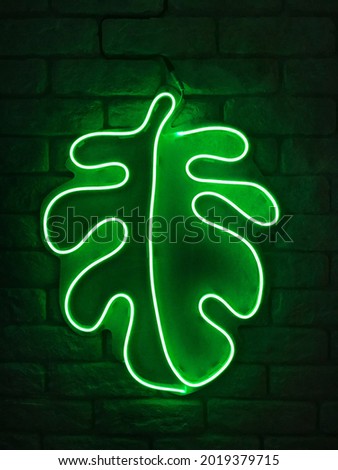 Adam rib leaf green neon on brick wall