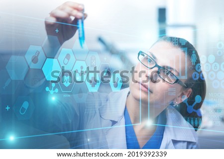 Man researcher carrying out scientific research in a lab Royalty-Free Stock Photo #2019392339