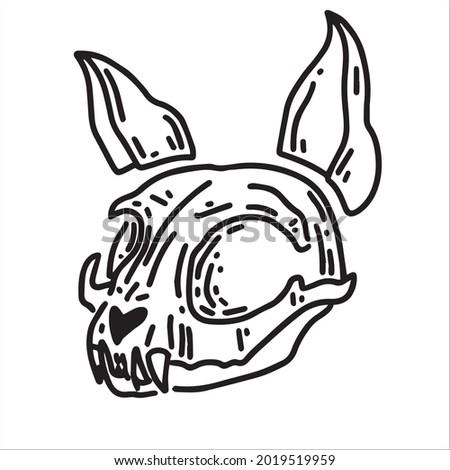 Skull of a cat. Halloween clipart. A tool for the ritual. Occult witchcraft.