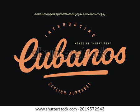  Cubanos. Original Mono Line Script Font. Vector Illustration. Royalty-Free Stock Photo #2019572543