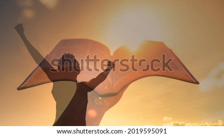 Strong man looking to god for spiritual hope and strength. Religious symbol bible. fight for god. Royalty-Free Stock Photo #2019595091
