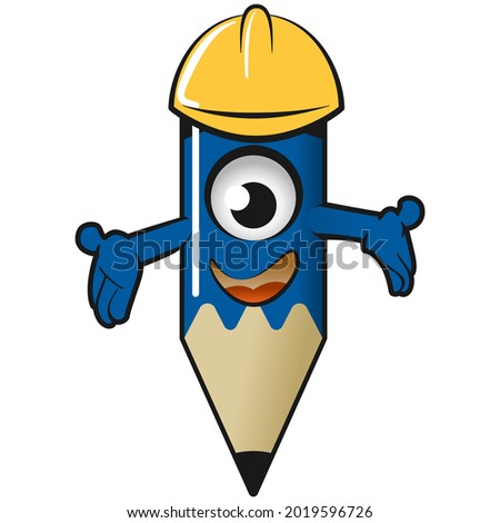 mascot vector of the project helmeted pencil character