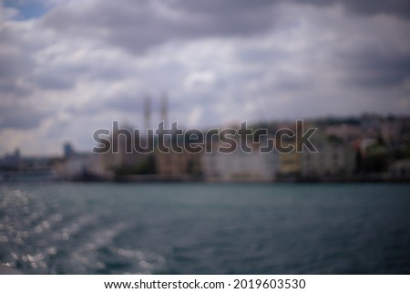 Blur texture background for design. View of the water and ships in the Bosphorus and Golden Horn in the city of Istanbul