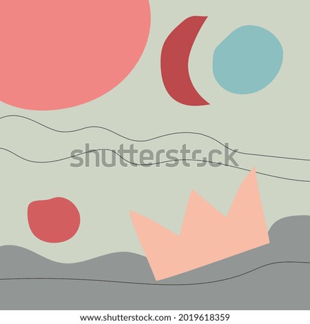 Modern trendy vector background. Hand-drawn various shapes and doodle objects. Pastel colors vector illustration.