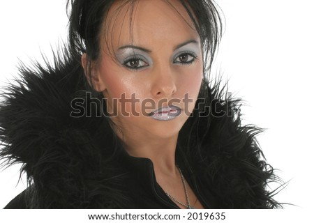 Beautiful 23 year old Bulgarian woman in winter coat.