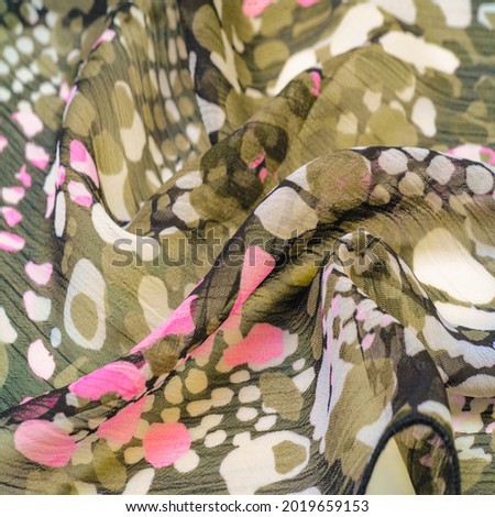 silk fabric, women's scarf, white-pink red-brown abstract circles Royalty-Free Stock Photo #2019659153