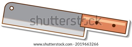 Sticker design with knife kitchen equipment isolated illustration