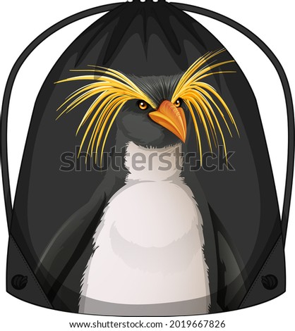 Drawstring backpack with penguin pattern illustration