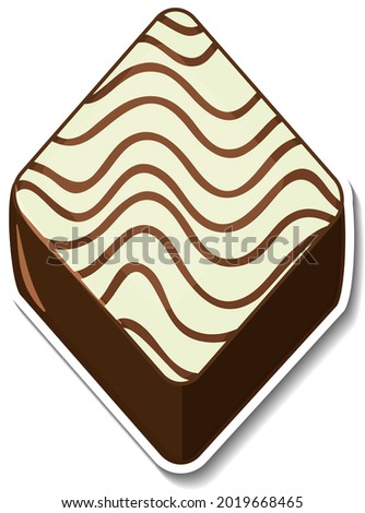 Chocolate brownie sticker isolated on white background illustration