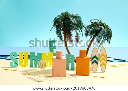 Happy holiday Summer Beach with paper craft art style.	
