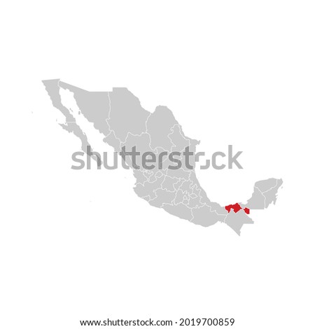 Location of Tabasco in Mexico Map Vector Royalty-Free Stock Photo #2019700859