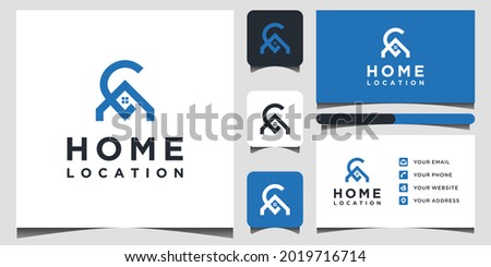 Home location and business card template Premium Vector