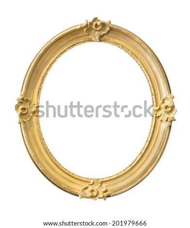 Vintage golden frame isolated on white background