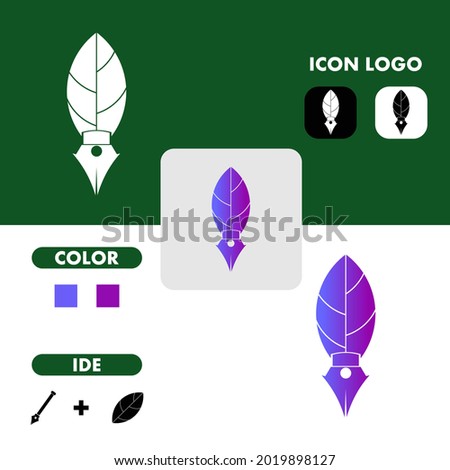 pen and leaf logo, a cool and elegant combination of pen and leaf logo ideas suitable for your logo business