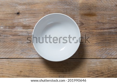 Empty cup on wood in bird's eye view. Royalty-Free Stock Photo #201990646