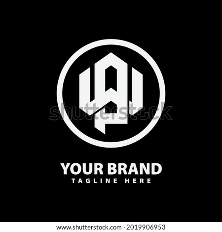 Initial letters P, W, PW or WP overlapping, interlocked monogram logo, white color on black background