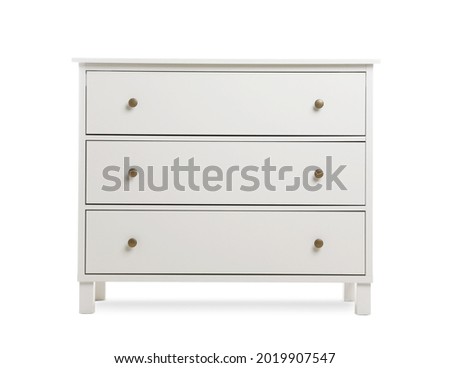 Modern chest of drawers isolated on white Royalty-Free Stock Photo #2019907547