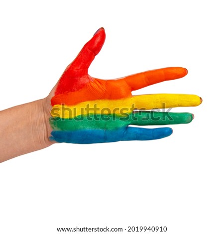 Rainbow paint hand lgbt symbol isolated on the white background