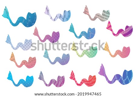 Mermaid's tails decorative bright silhouettes- sublimation backgrounds