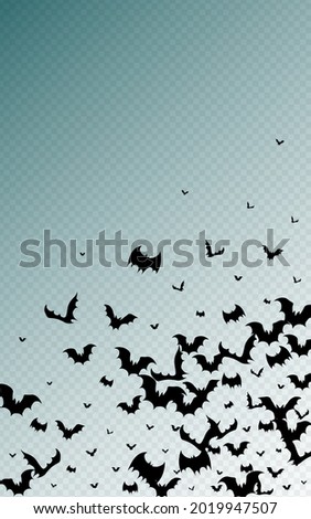 Dark Bat Halloween Vector Transparent Background. Monster Spooky Backdrop. Abstract Flock Design. Horrible Wallpaper.