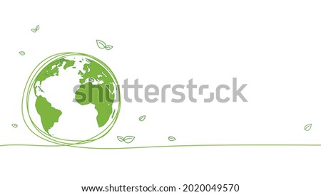 Sustainability development background banner with hand drawn, Save the world, Environmental and Ecology concept, Vector illustration Royalty-Free Stock Photo #2020049570