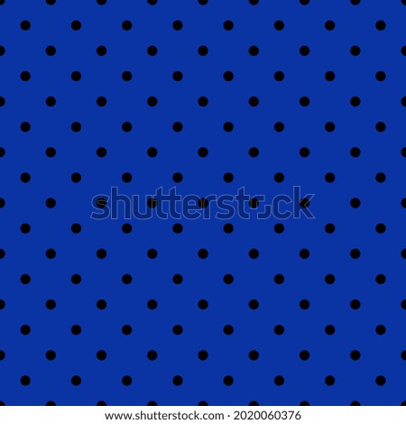Black polka dots blue background
