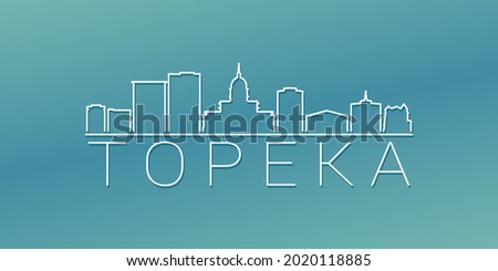 Topeka, KS, USA Skyline Linear Design. Flat City Illustration Minimal Clip Art. Background Gradient Travel Vector Icon.