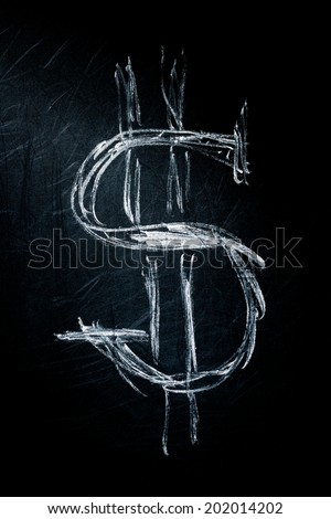 dollar sign with chalk on a blackboard