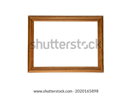 simple wooden frame for painting isolated on white background