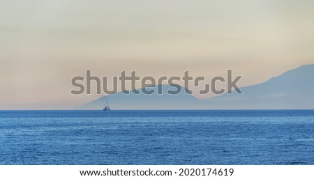 Seascape at sunset . The Black Sea coast of Crimea