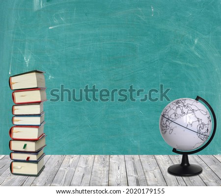 Abstract background. Empty green chalkboard. Concept back to school.