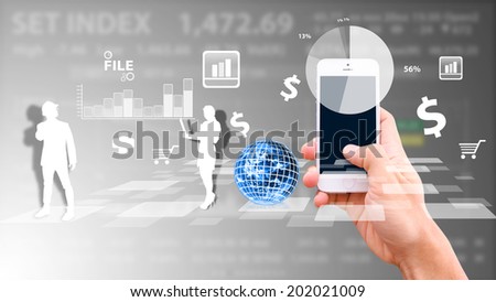 Business man working on smart phone : Elements of this image furnished by NASA