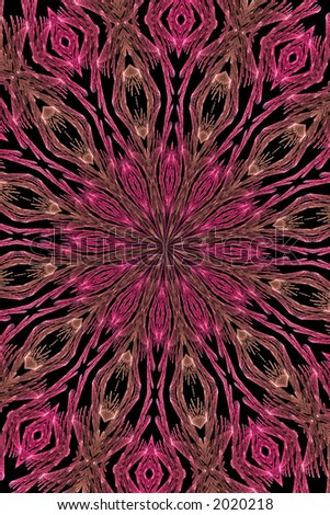 3D Fractal Abstract Design - 3D abstract render in brilliant colors on  black background.