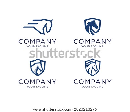 Collection of Horse with shield logo template