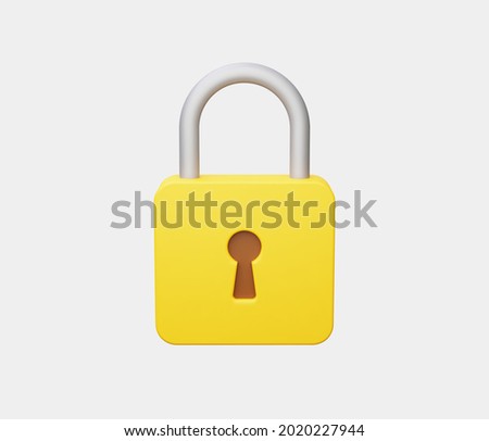 3D Realistic Yellow Locked padlock vector illustration Royalty-Free Stock Photo #2020227944