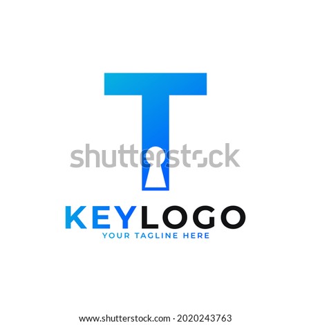 Initial Letter T Keyhole Logo Icon. Logo Protection Symbol Vector Logo Design