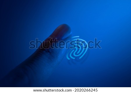 unlock with fingerprints on blue background