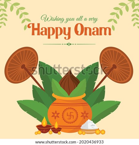 Banner design of happy Onam cartoon style template.