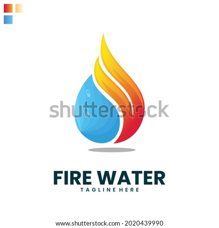 gradient fire and water logo ready to use