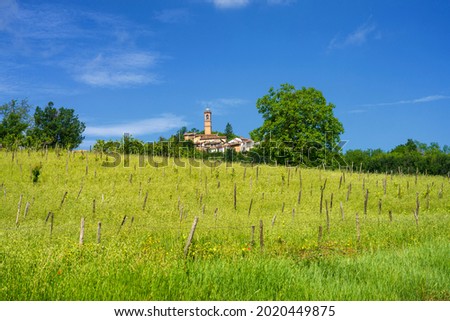 Landscape on the Tortona hills (Colli Tortonesi), in the Alessandria province, Piedmont, Italy, at springtime, near Volpedo