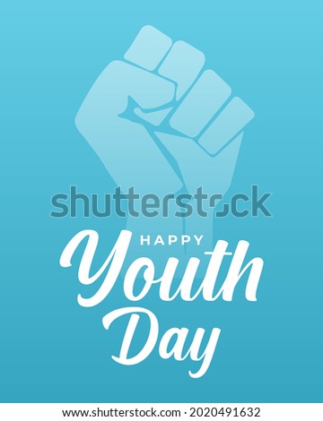 international youth day, happy youth day modern creative minimalist banner, sign, design concept, social media post, template with white text on a blue background 