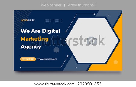 Fully Editable video thumbnail design for opening video tutorials. Customizable thumbnail for live workshop business and webinar. web banner template. Video cover photo for video services, internet Royalty-Free Stock Photo #2020501853