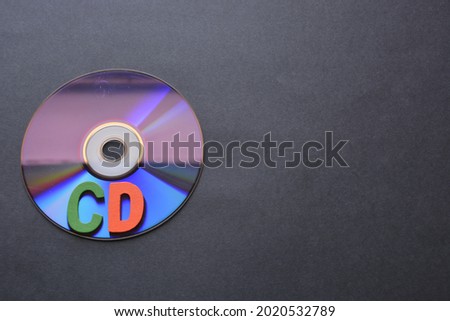 shot of a disc with the inscription composed of a CD anagram