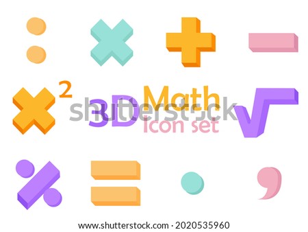 a collection of illustrations of symbols in mathematics with 3d designs, with simple and modern designs