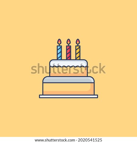 birthday cake Icon Isolated On yellow Background