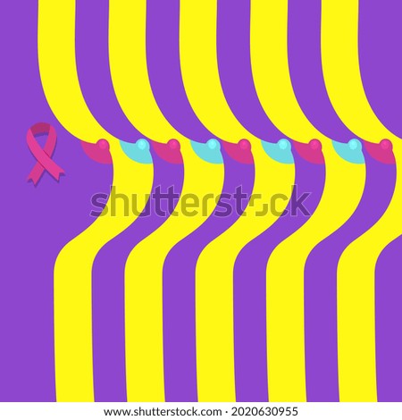 Silhouettes women's with pink ribbon. International Breast cancer awareness month. flat vector illustration.
