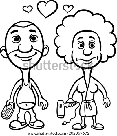 whiteboard drawing - cartoon avatar love couple husband and wife