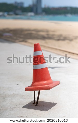 Traffic Safety Cone at Pattaya Beach