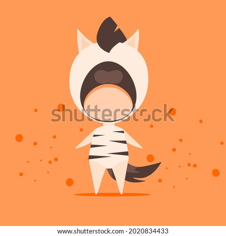 Illustration of a child wearing a zebra costume vector art suitable for multiple purpose